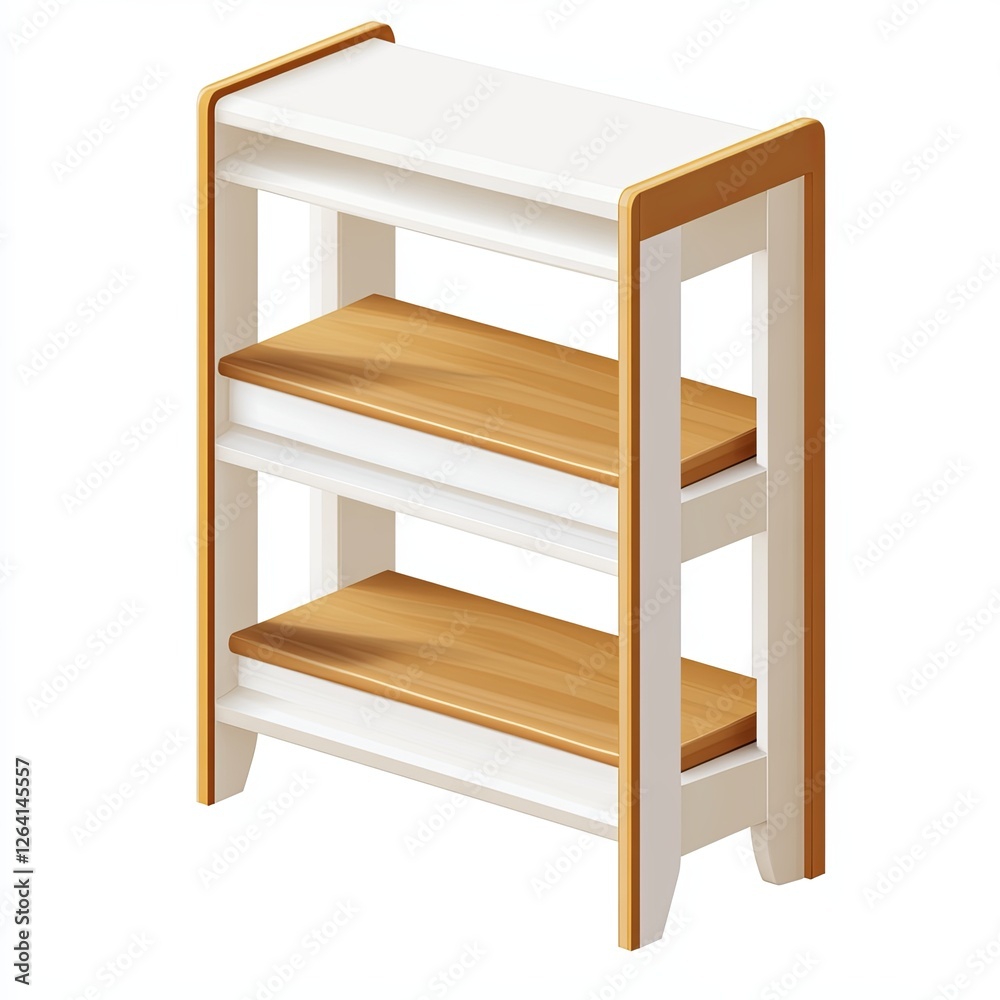 shelving unit, 3d style imitation, cartoon icon, white background