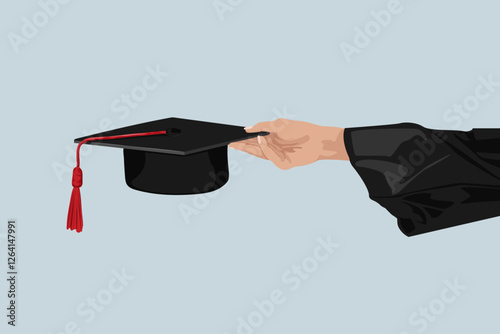 Graduation cap, aesthetic illustration vector