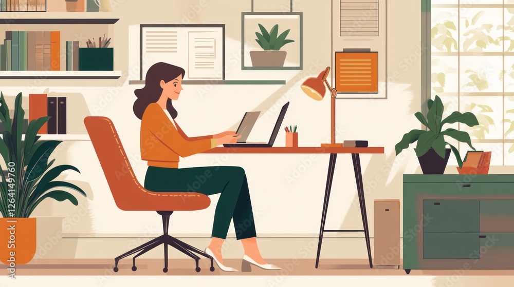 Woman Working from Home Office Woman Working from Home Office
