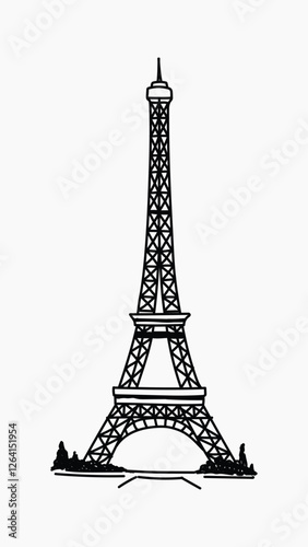 Wallpaper Mural Eiffel Tower Paris hand drawn illustration vector Torontodigital.ca