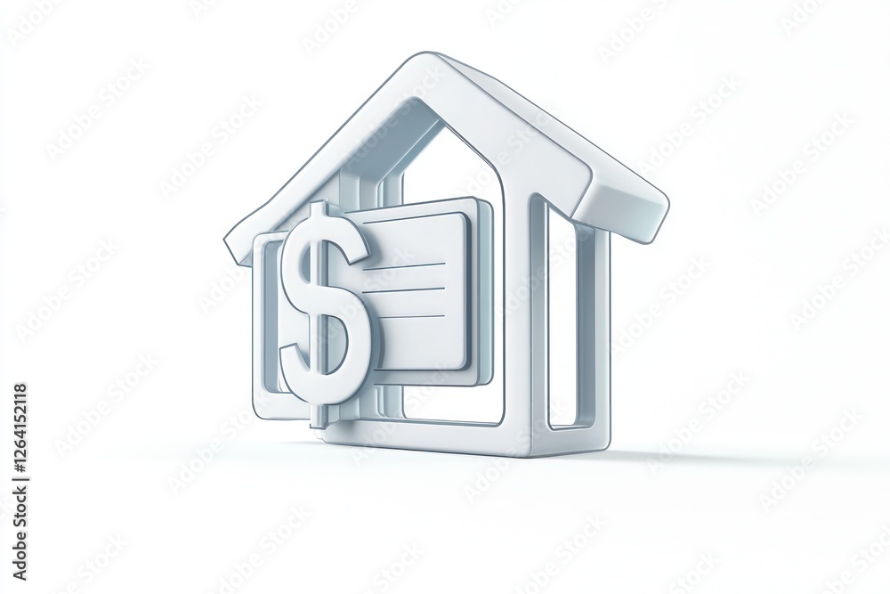 3D glyph representing a loan for financial borrowing on solid white. 3D glyph representing a loan for financial borrowing on solid white.