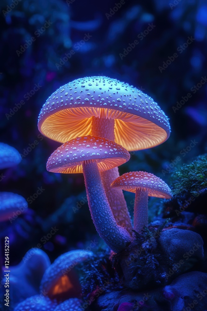 Fototapeta premium Closeup view of fresh mushroom in forest in Spring.