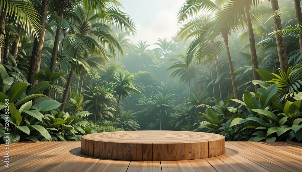 Fototapeta premium Wooden Platform in Tropical Forest