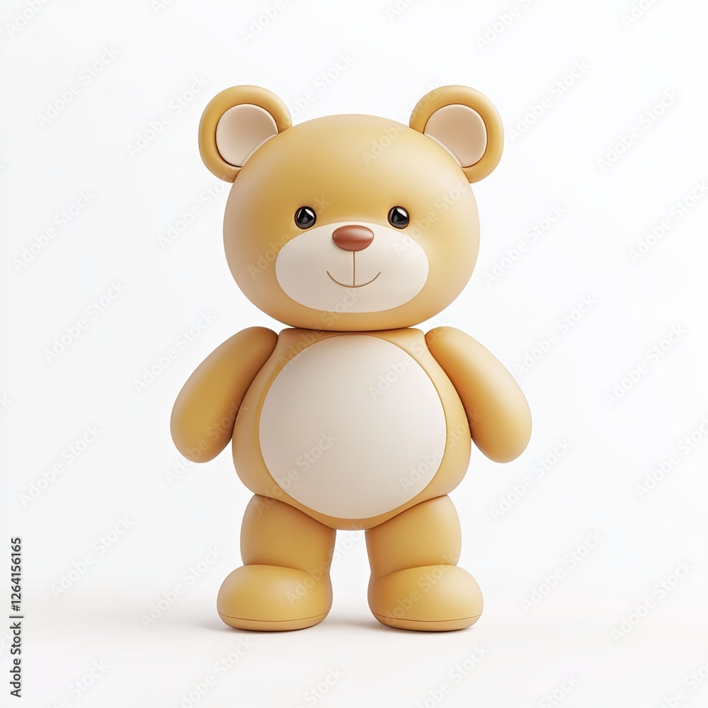 teddy bear, 3d style imitation, cartoon icon, white background teddy bear, 3d style imitation, cartoon icon, white background