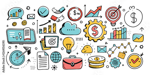 Hand-Drawn Doodle Business & Finance Icon Set
