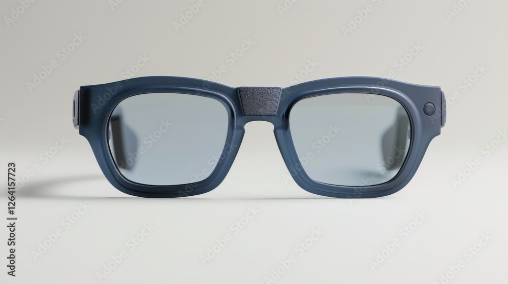 A modern pair of blue smart glasses with clear lenses, designed for everyday wear and digital integration. The sleek and minimalistic look complements tech-forward aesthetics. AI generated. A modern pair of blue smart glasses with clear lenses, designed for everyday wear and digital integration. The sleek and minimalistic look complements tech-forward aesthetics. AI generated.