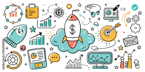Hand-Drawn Doodle Business & Finance Icon Set