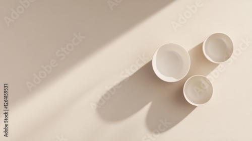 A flat lay of three monochromatic objects arranged symmetrically