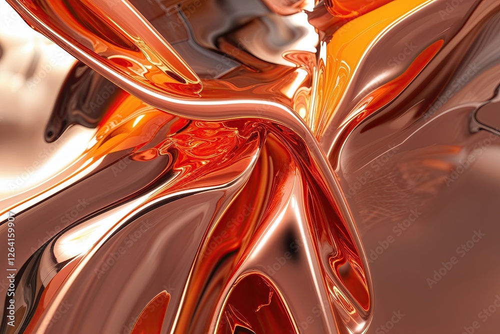 Vibrant Orange Sheen Polished Copper Abstract Art with Soft Textures Vibrant Orange Sheen Polished Copper Abstract Art with Soft Textures