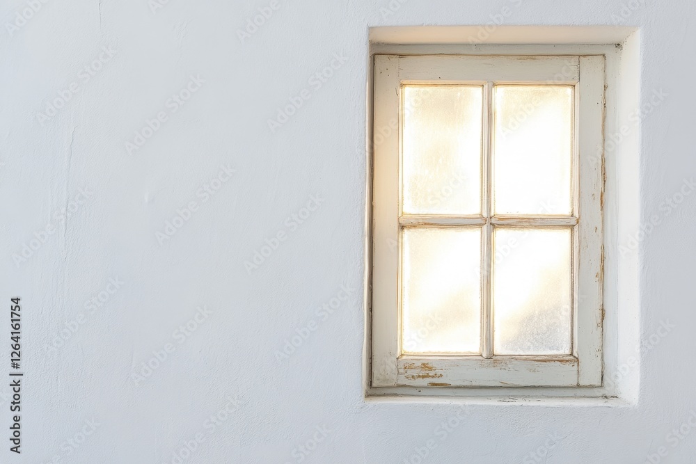 White window with four panes in a white wall White window with four panes in a white wall