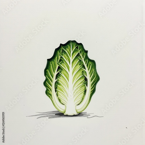 Dramatic Watercolor Cabbage Art on Pure White Background. A watercolor painting of a cabbage on a white background. photo