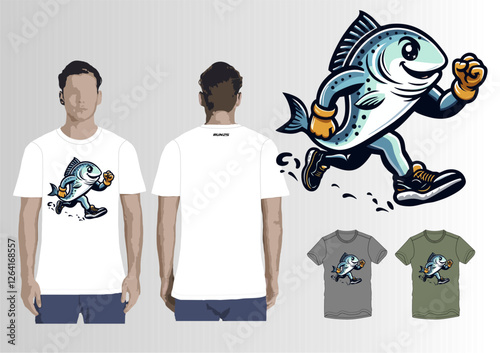 RUN FISH GRAPHIC TEES WITH COMBO COLOUR