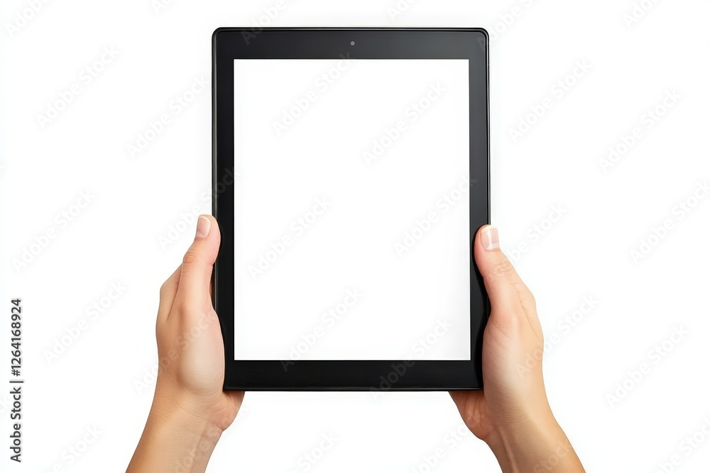 hand hold black tablet hand hold black tablet