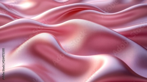 Soft pink fabric waves gently undulating, creating a serene and elegant texture in a tranquil setting