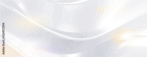 A smooth, flowing white background with a silky texture. The white background features subtle waves and a glossy finish. Gradient wave background vector. Pastel background.