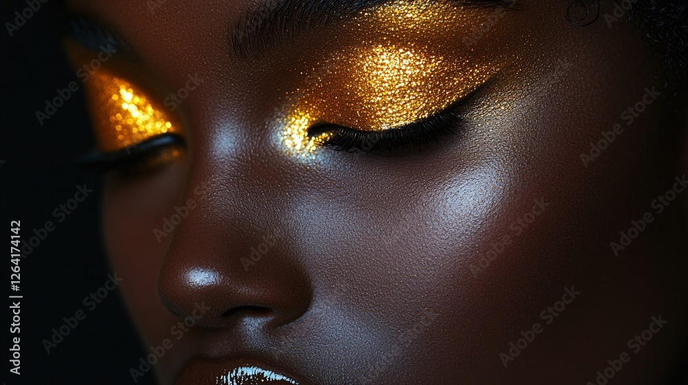 Golden Glitter Eye Makeup On Dark Skin Golden Glitter Eye Makeup On Dark Skin