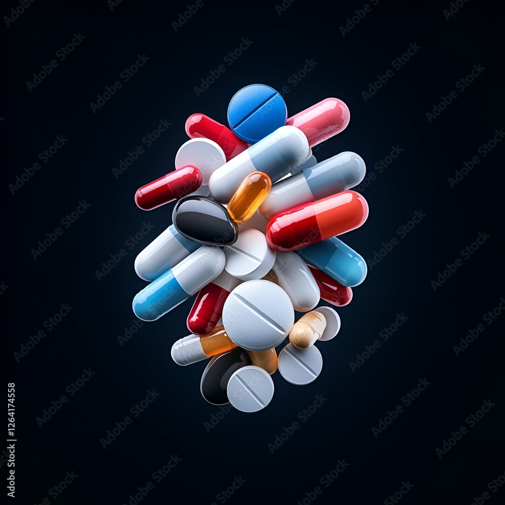 Red pharmaceutical pills, capsules, and tablets isolated on a white background Red pharmaceutical pills, capsules, and tablets isolated on a white background