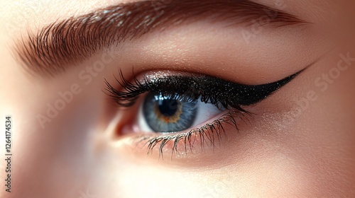 Closeup of a womans eye with dramatic eyeliner