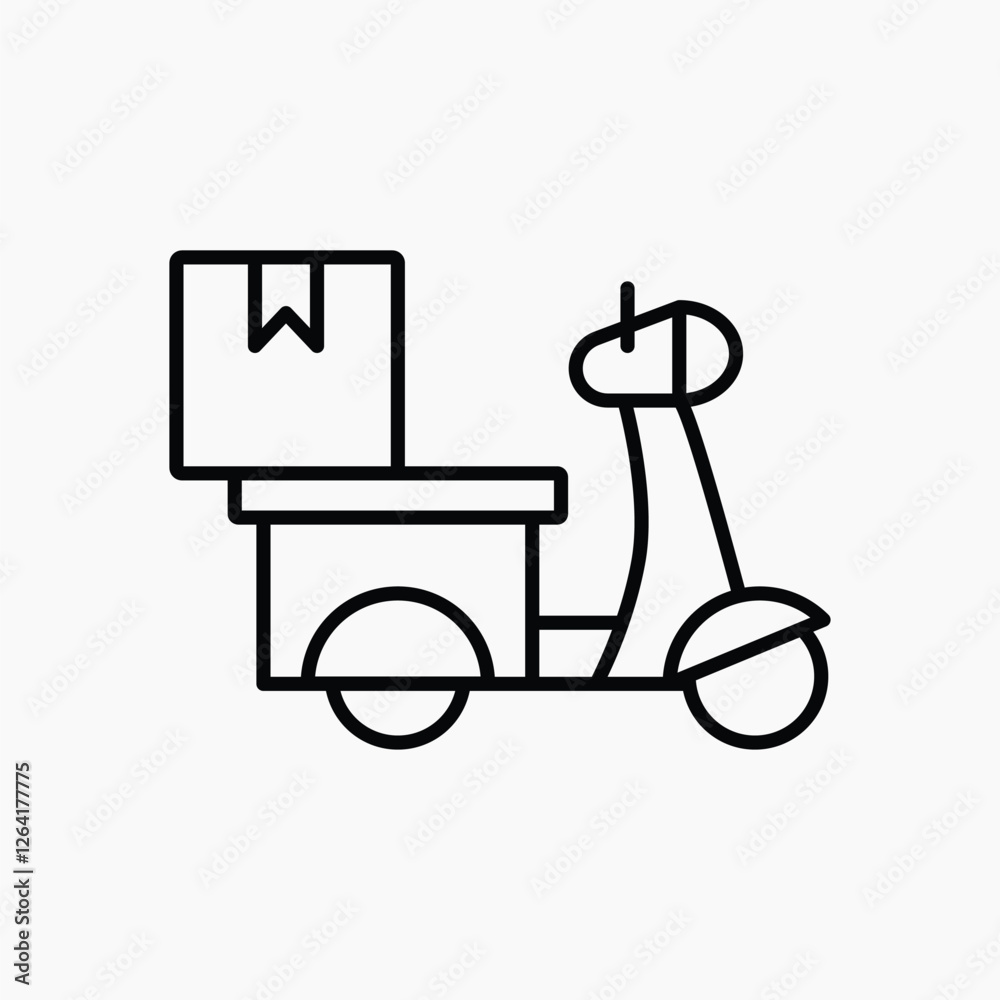 Motorcycle delivery icon, line art design vector Motorcycle delivery icon, line art design vector
