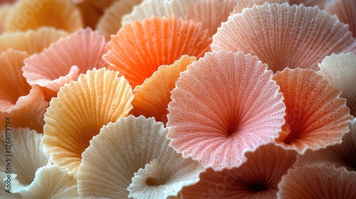 Close-up view of colorful coral-like formations showcasing intricate textures and hues