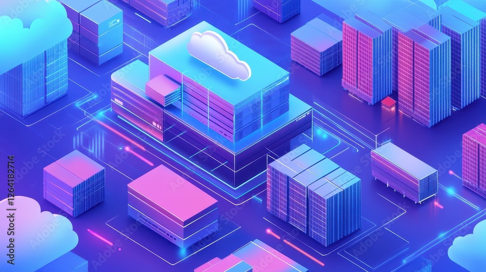 Cloud-based logistics system connecting global warehouses, digital supply chain. Cloud-based logistics system connecting global warehouses, digital supply chain.