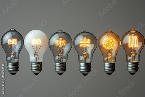 Six Vintage Edison Light Bulbs in a Row