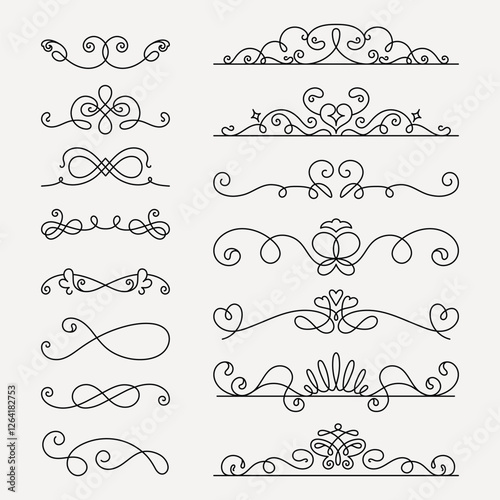 Elegant swirl designs, ornate swirl patterns, decorative swirls for embellishments. Swirl motifs for borders, swirl accents for invitations, swirl elements for decor. Hand drawn ornament vector set.