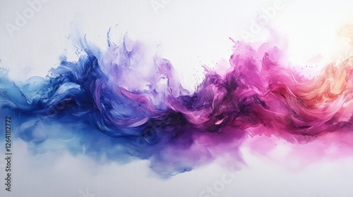 Abstract colorful wave of blue and pink hues blending seamlessly on a white background
