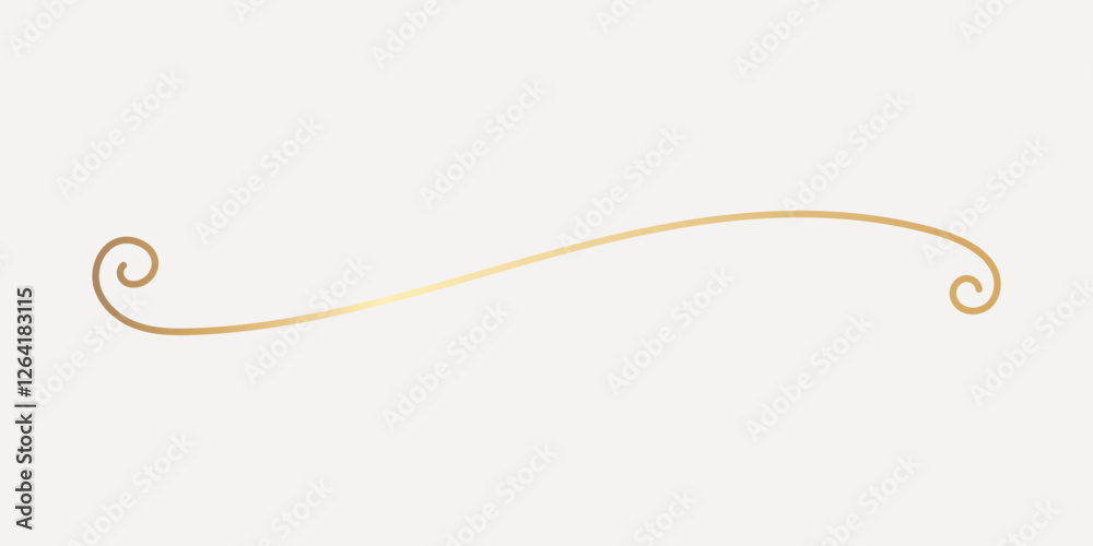 Elegant gold decorative flourish, hand drawn vector