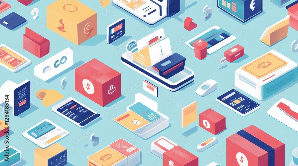 Digital payment icons flowing into delivery network, seamless transaction logistics. Digital payment icons flowing into delivery network, seamless transaction logistics.