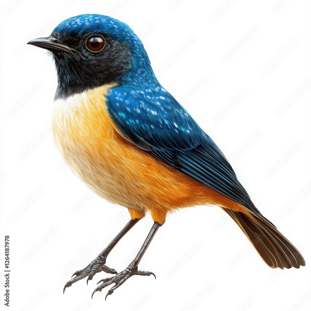 A beautifully illustrated bird with vibrant blue feathers and a striking orange belly. This avian creature showcases nature's colors, ideal for wildlife enthusiasts and art lovers. A beautifully illustrated bird with vibrant blue feathers and a striking orange belly. This avian creature showcases nature's colors, ideal for wildlife enthusiasts and art lovers.