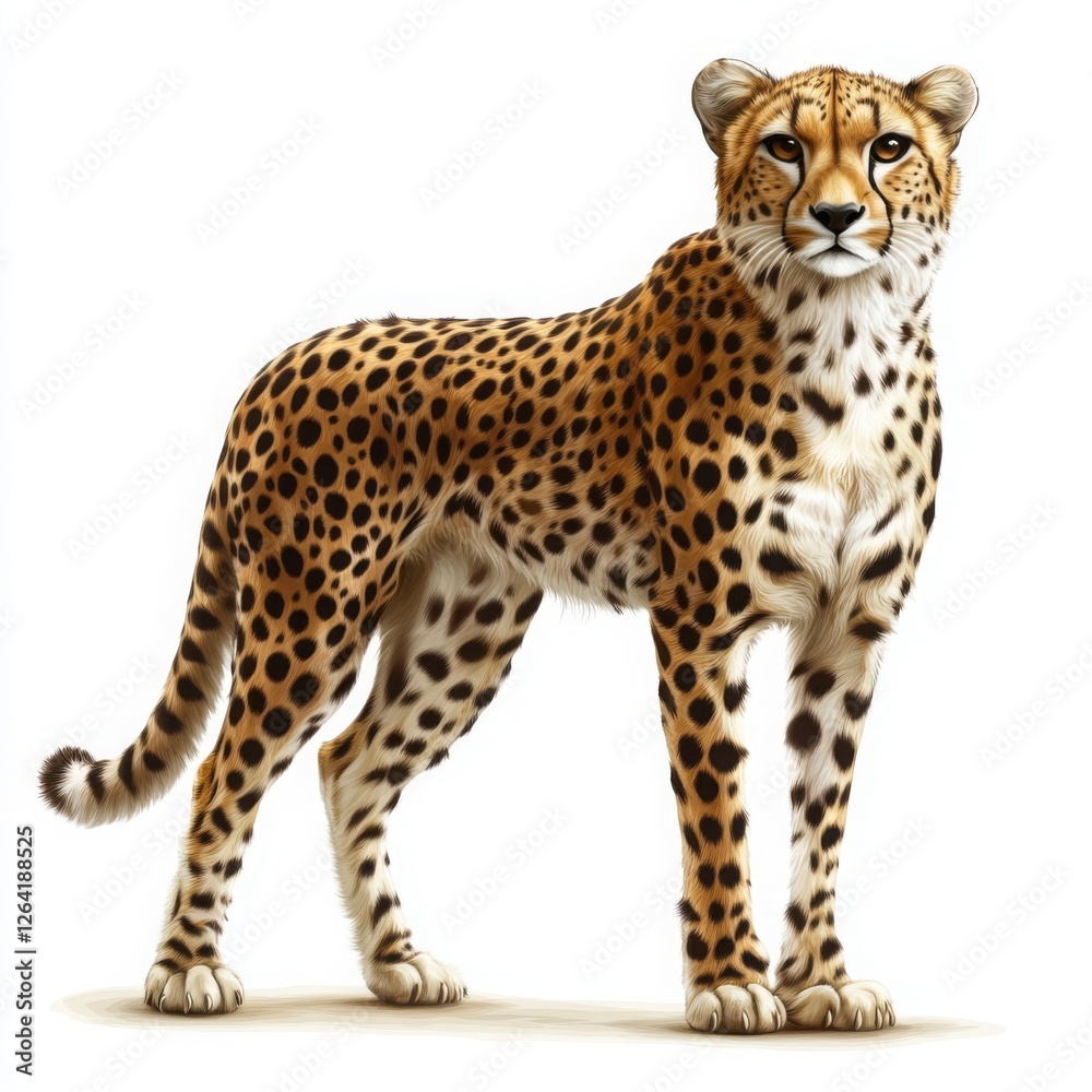 A majestic cheetah stands gracefully, showcasing its distinctive spots and athletic build. This image captures the essence of speed and beauty in the animal kingdom. A majestic cheetah stands gracefully, showcasing its distinctive spots and athletic build. This image captures the essence of speed and beauty in the animal kingdom.