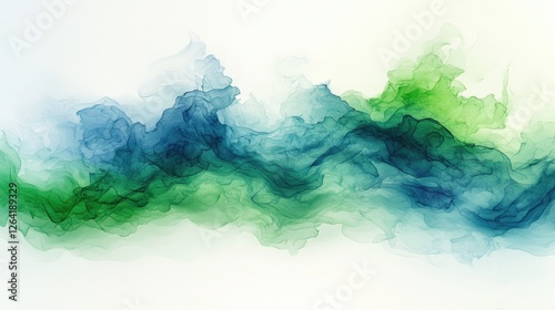 Abstract wave of green and blue hues blending seamlessly, creating a calming background effect