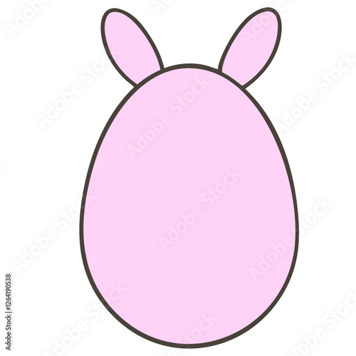 ピンクのうさぎのイースターエッグ（線あり）