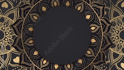 Islamic ornament black background video with arabic style and mandala flower circle animation for ramadan kareem, eid mubarak and islamic background	