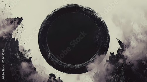 Fototapeta Naklejka Na Ścianę i Meble -  Planet backdrop highlighting futuristic ring shaped space station design image. Cosmic Shipwrecks. Illustration