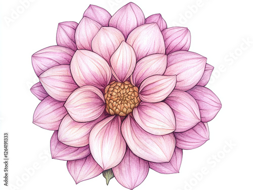 Delicate Pink Dahlia Illustration