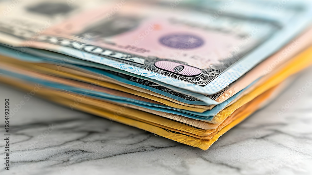 Stack of US dollars on marble. Finance, wealth, savings Stack of US dollars on marble. Finance, wealth, savings