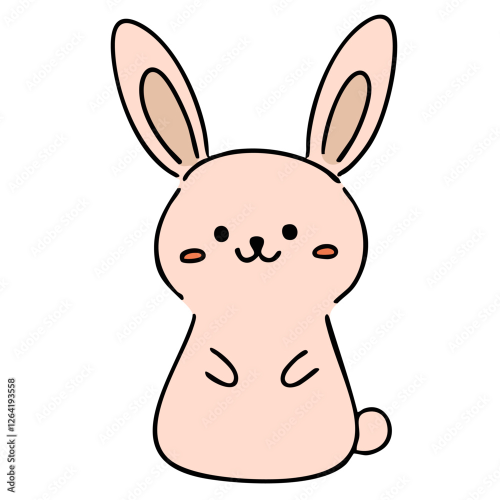 正面向きのかわいいウサギ(線あり) 正面向きのかわいいウサギ(線あり)