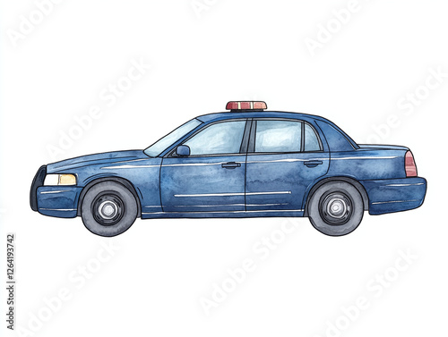 Wallpaper Mural Watercolor Illustration of a Police Car Torontodigital.ca