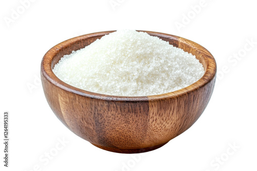 sugar in wooden bowl - granulated sweetener photo