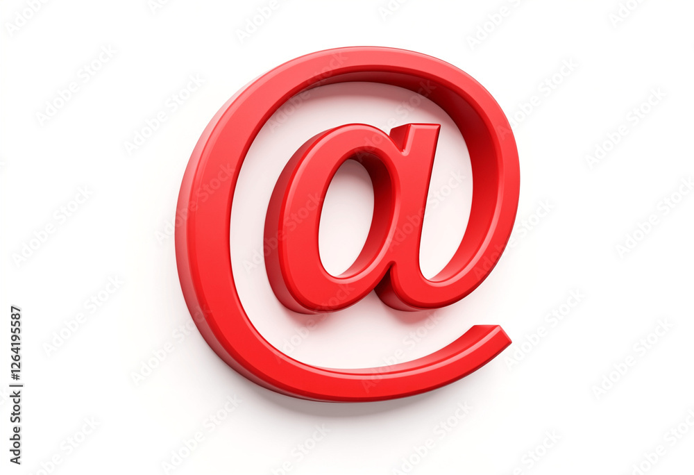 Red 3D At Symbol, Email, Internet, Online, Communication, Digital, Connection, Network, Web, Messagi