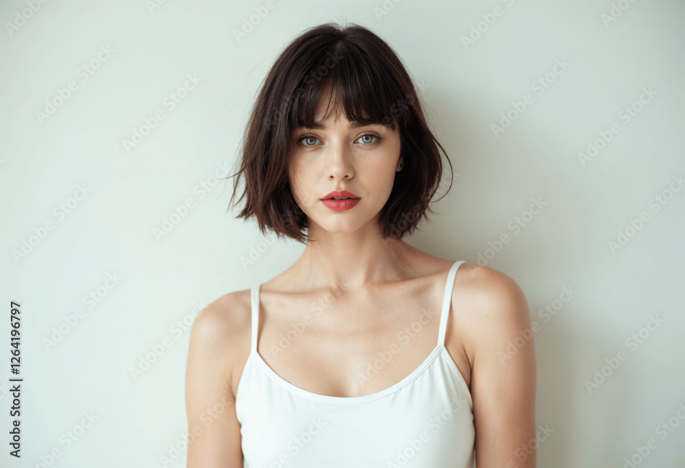 Woman's Portrait Beauty, Short Hair, Style, Fashion, Minimalist, White Background, Attractive, Girl, Woman's Portrait Beauty, Short Hair, Style, Fashion, Minimalist, White Background, Attractive, Girl,