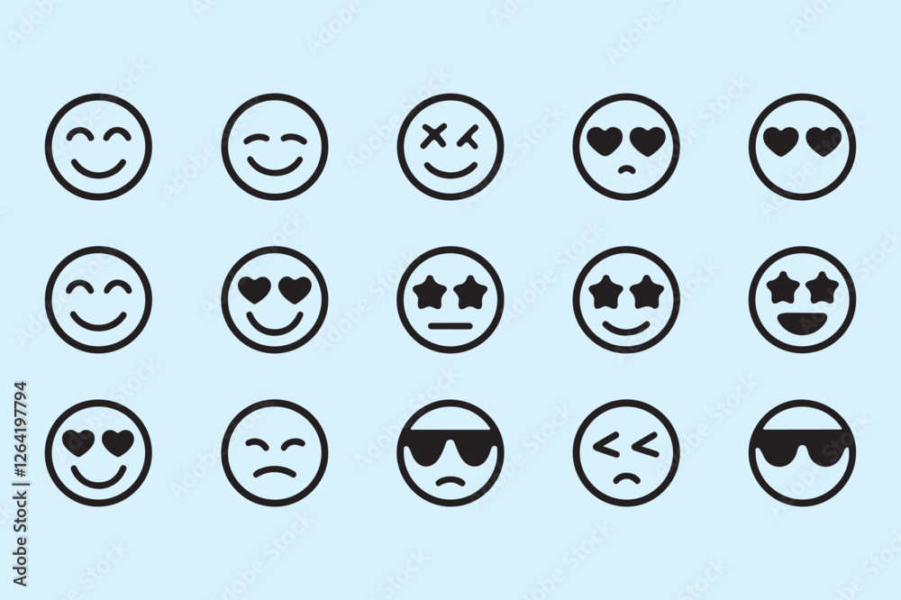 Collection of Diverse Emojis Showing Various Emotions Collection of Diverse Emojis Showing Various Emotions