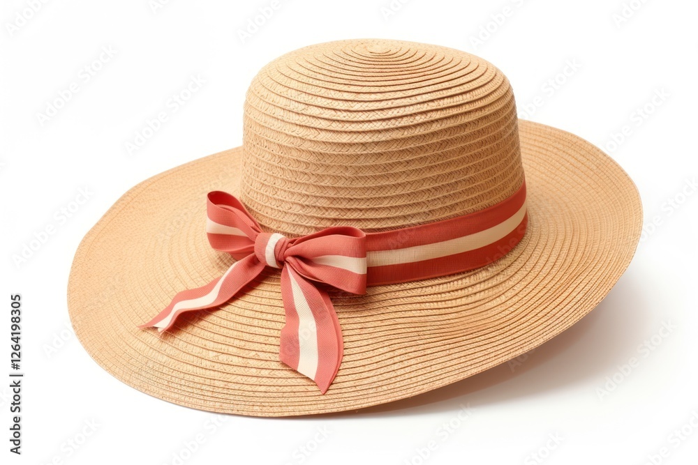 Beach straw hat ribbon white background headwear. Beach straw hat ribbon white background headwear.