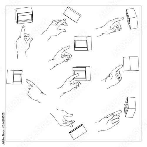ボタンを押す手のイラスト　セット
