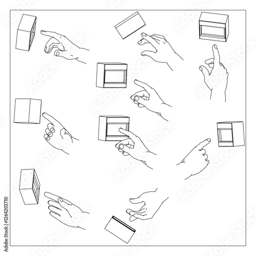 ボタンを押す手のイラスト　セット