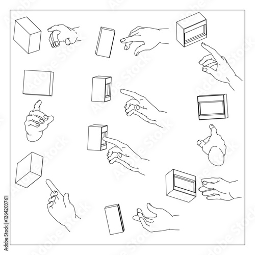 ボタンを押す手のイラスト　セット