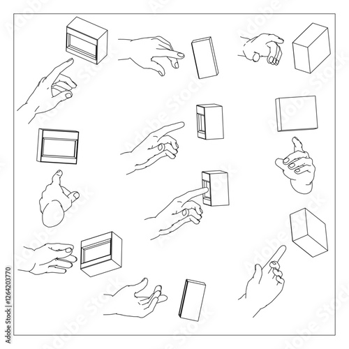 ボタンを押す手のイラスト　セット