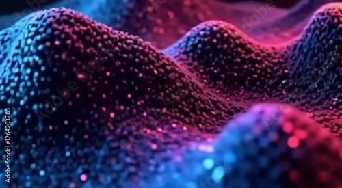 Digital pixelated interference, smooth color transitions, looping